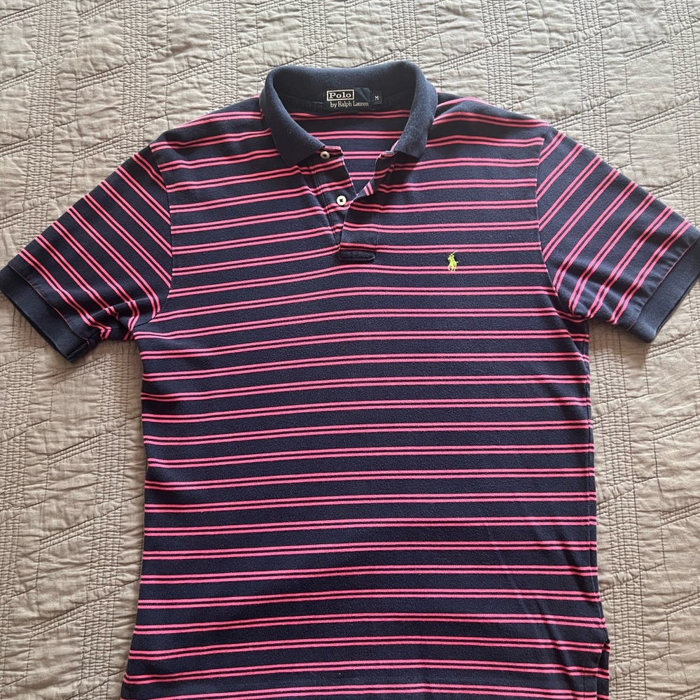 Vintage Polo by Ralph Lauren Blue and Pink Striped Polo Shirt